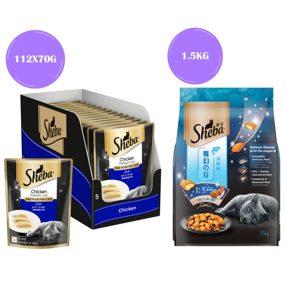 Sheba Chicken Loaf Rich Premium Adult Fine Wet Food and Salmon All Life Stage Cat Dry Food Combo - Image 18