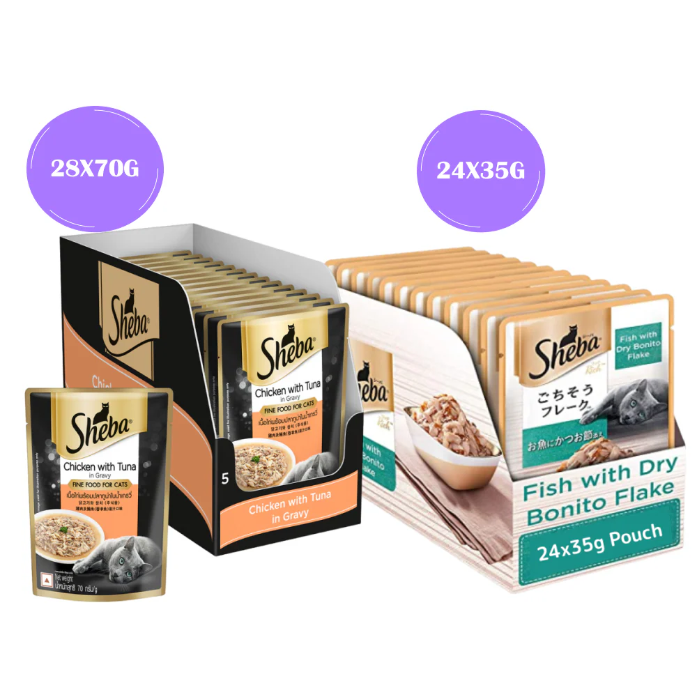Sheba Chicken With Tuna In Gravy and Fish with Dry Bonito Flake Premium Cat Wet Food Combo - Image 18