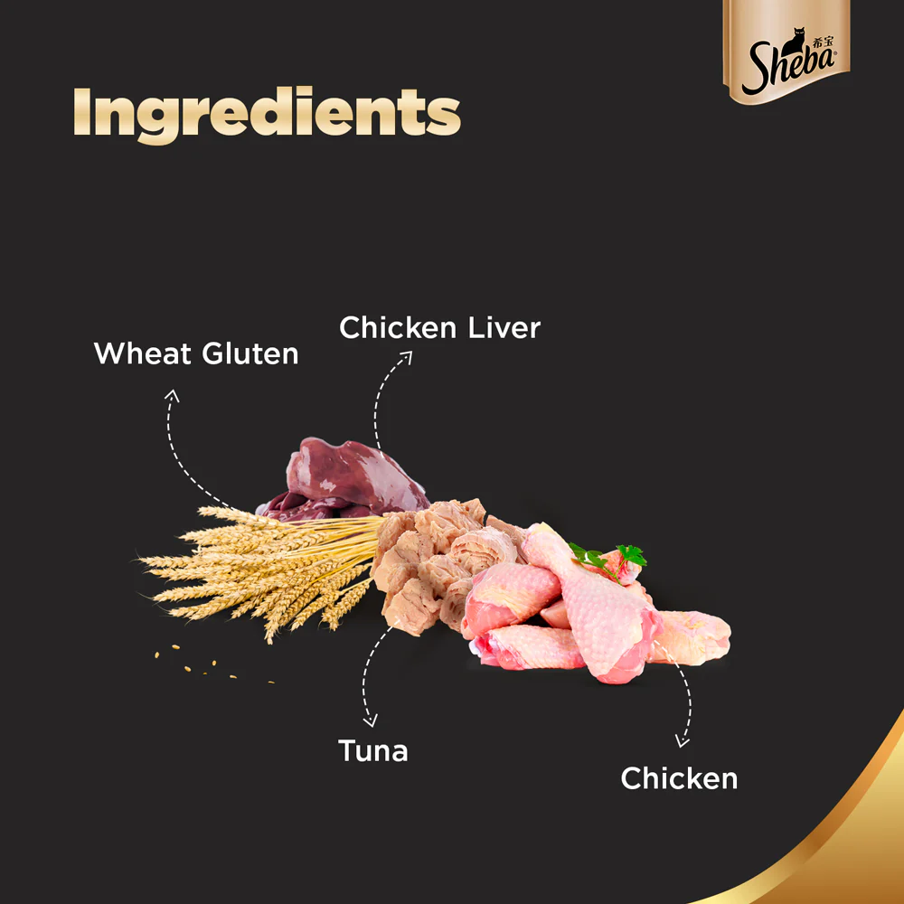 Sheba Chicken With Tuna In Gravy Premium Adult Cat Wet Food and Chicken All Life Stage Cat Dry Food Combo - Image 4