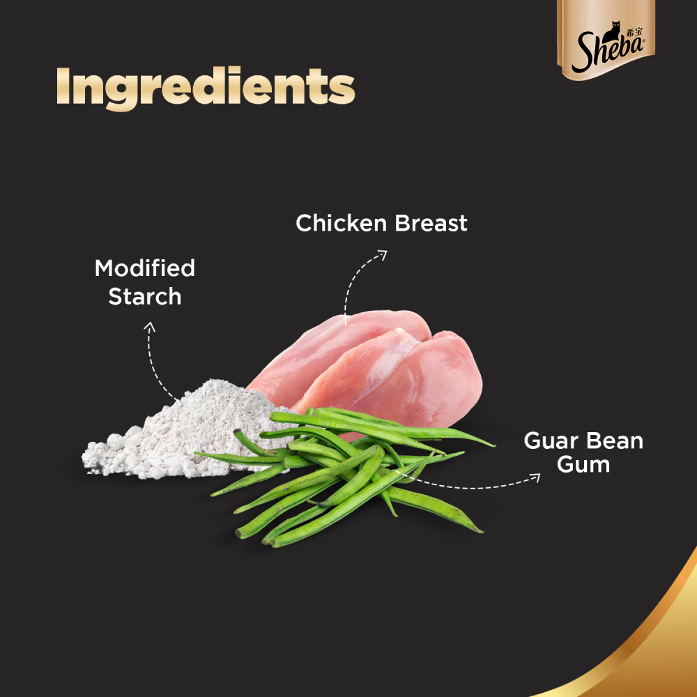 Sheba Complete Nutrition Succulent Chicken Breast In Gravy Cat Wet Food and Chicken Flavour Irresistible All Life Stage Cat Dry Food Combo - Image 2