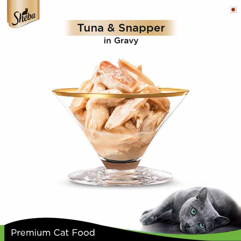 Sheba Complete Nutrition Tuna White Meat & Snapper In Gravy Cat Wet Food and Sheba Chicken Flavour Irresistible Cat Dry Food Combo - Image 3