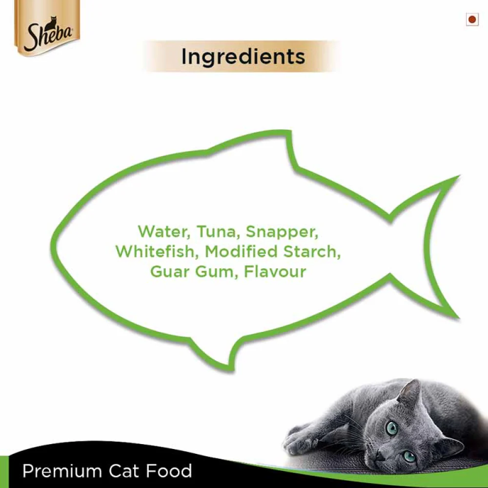 Sheba Complete Nutrition Tuna White Meat & Snapper In Gravy Cat Wet Food and Sheba Chicken Flavour Irresistible Cat Dry Food Combo - Image 4