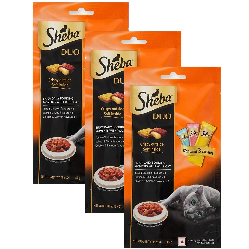Sheba Duo Tuna & Chicken, Salmon & Tuna, Chicken & Salmon Crunchy Adult Cat Treats - Image 21