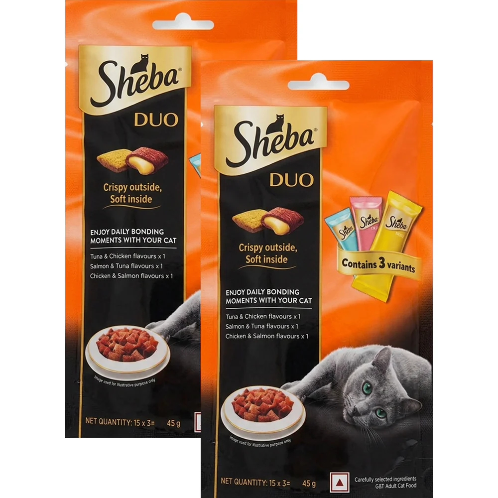 Sheba Duo Tuna & Chicken, Salmon & Tuna, Chicken & Salmon Crunchy Adult Cat Treats - Image 22