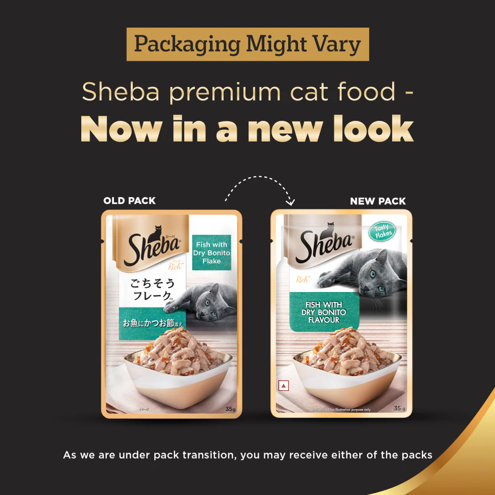 Sheba Fish with Dry Bonito, Maguro & Bream and Fish with Sasami Flake Premium Cat Wet Food Combo - Image 2