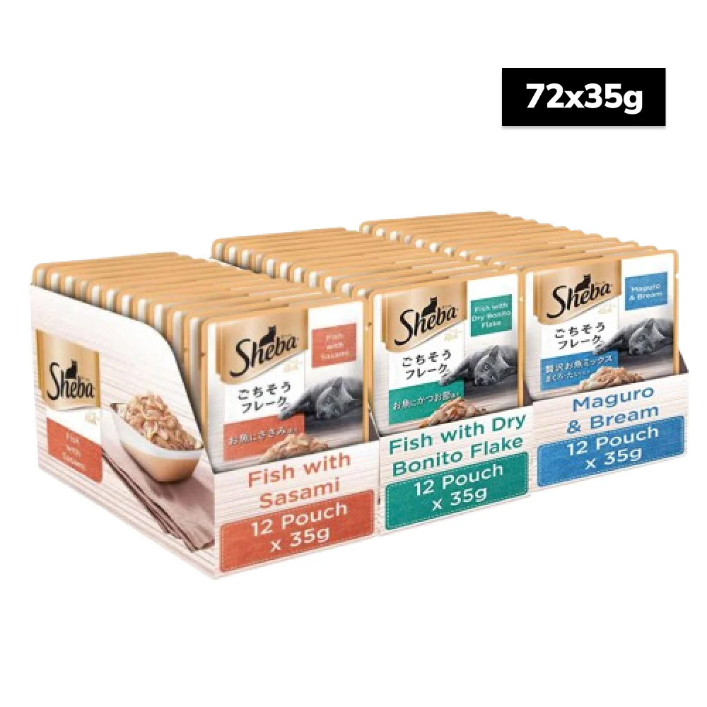 Sheba Fish with Sasami, Dry Bonito Flake and Maguro & Bream Fish Mix Premium Cat Wet Food Combo - Image 19
