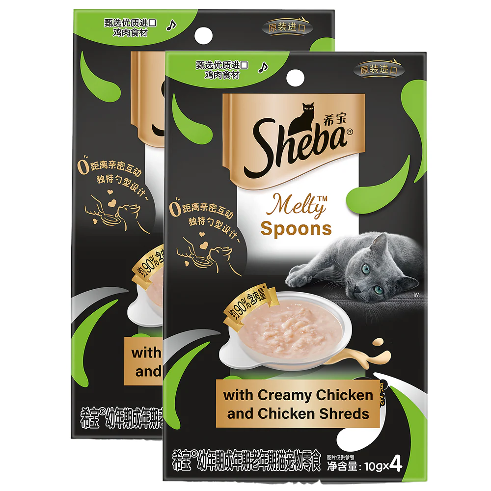 Sheba Melty Spoons Creamy Chicken & Chicken Shred Lickable Creamy Cat Treats - Image 16
