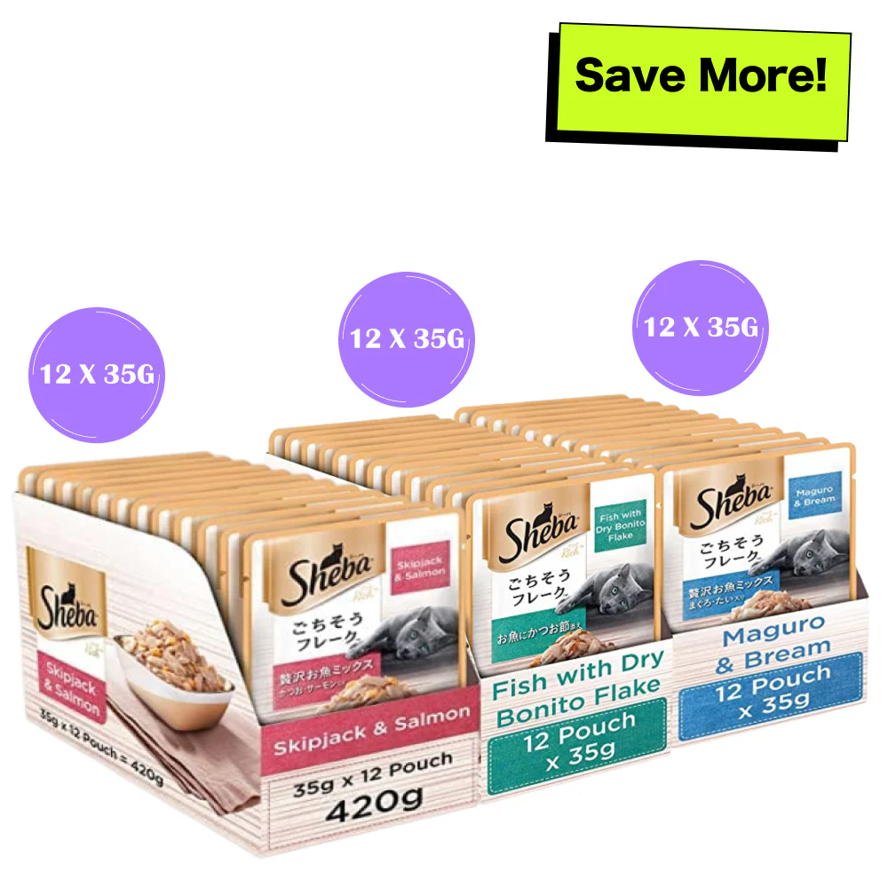 Sheba Skipjack & Salmon, Dry Bonito Flake and Maguro & Bream Fish Mix Premium Cat Wet Food Combo - Image 18
