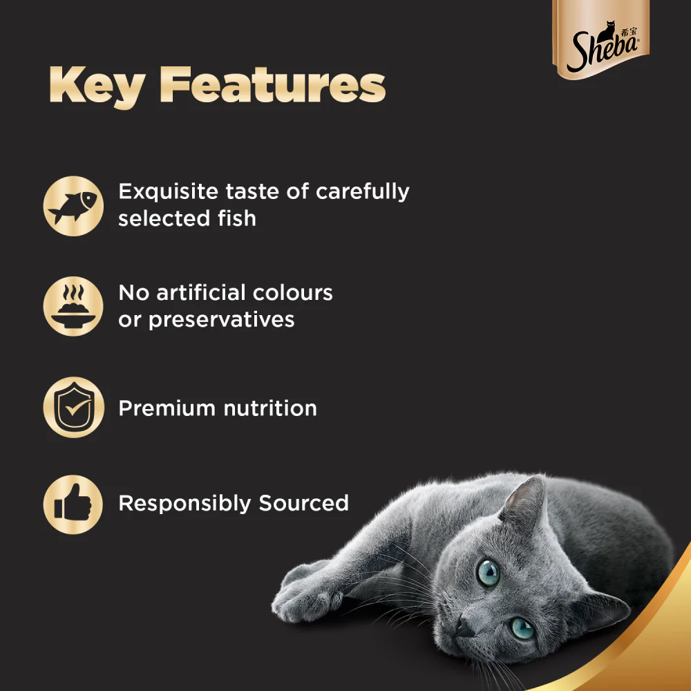 Sheba Skipjack & Salmon Fish, Maguro & Bream and Fish with Sasami Flake Premium Cat Wet Food Combo - Image 8