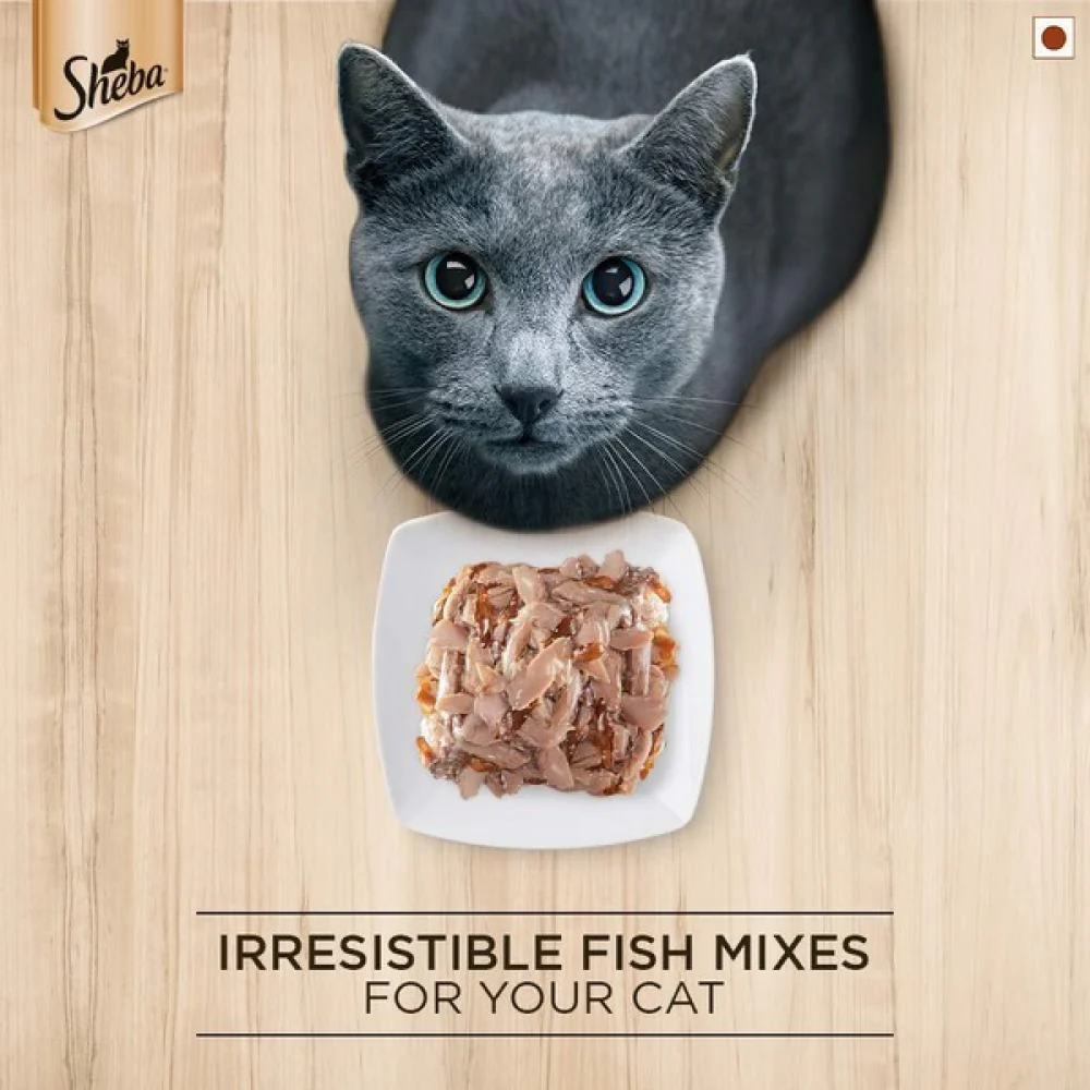 Sheba Skipjack Salmon Fish Mix and Fish with Dry Bonito Flake Cat Wet Food Combo - Image 11
