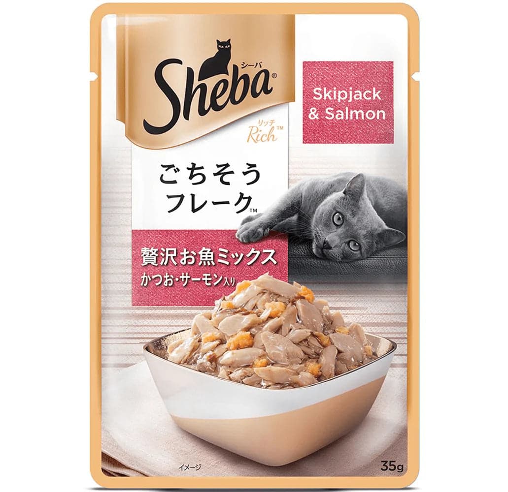 Sheba Skipjack Salmon Fish Mix and Fish with Dry Bonito Flake Cat Wet Food Combo - Image 3