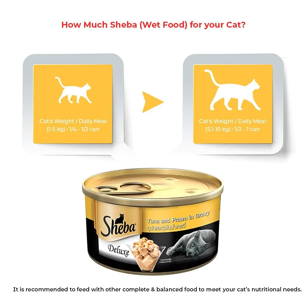 Sheba Tuna Fillet & Whole Prawns in Gravy Premium Cat Wet Food and Chicken Flavour Irresistible All Life Stage Cat Dry Food Combo - Image 3