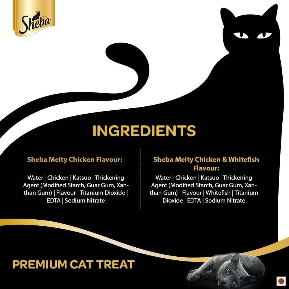 Sheba Tuna Flavor and Tuna & Prawn Maguro and Sheba Chicken & Chicken Whitefish Sasami Melty Premium Treats for Cats Combo - Image 11
