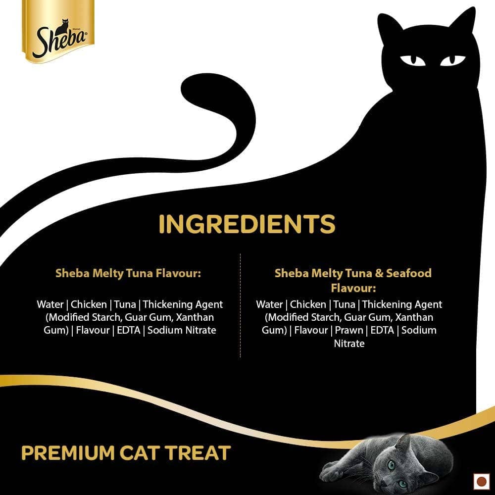 Sheba Tuna Flavor and Tuna & Prawn Maguro and Sheba Chicken & Chicken Whitefish Sasami Melty Premium Treats for Cats Combo - Image 7