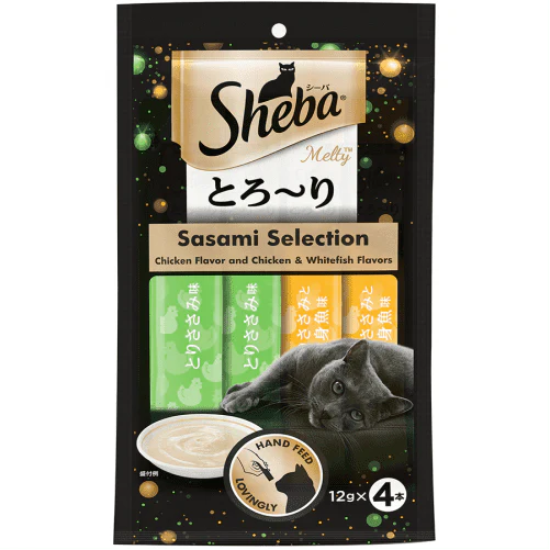 Sheba Tuna Flavor and Tuna & Prawn Maguro and Sheba Chicken & Chicken Whitefish Sasami Melty Premium Treats for Cats Combo - Image 9
