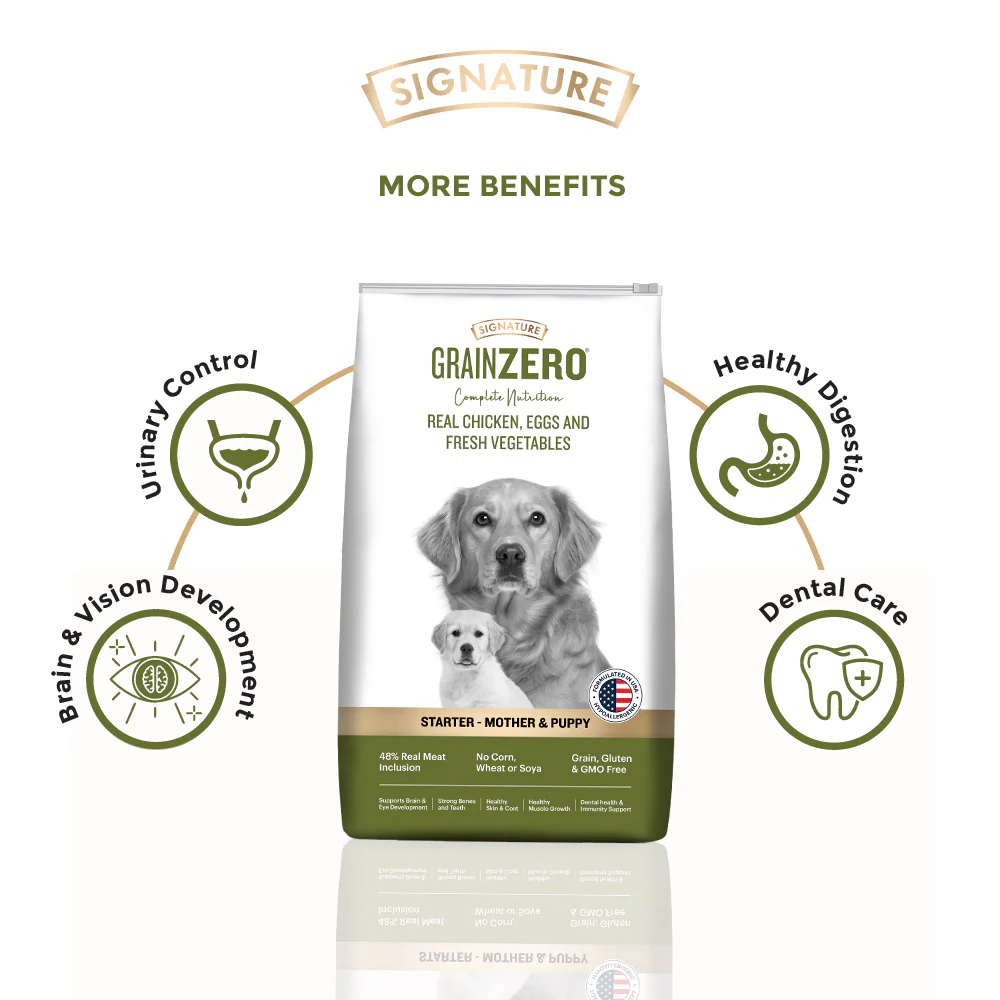 Signature Grain Zero Real Chicken, Egg and Vegetables Mother and Puppy Starter Dog Dry Food - Image 5