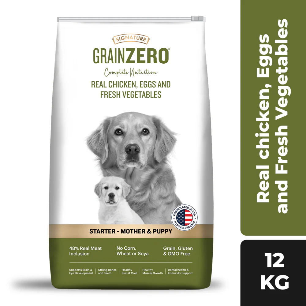 Signature Grain Zero Real Chicken, Egg and Vegetables Mother and Puppy Starter Dog Dry Food - Image 8