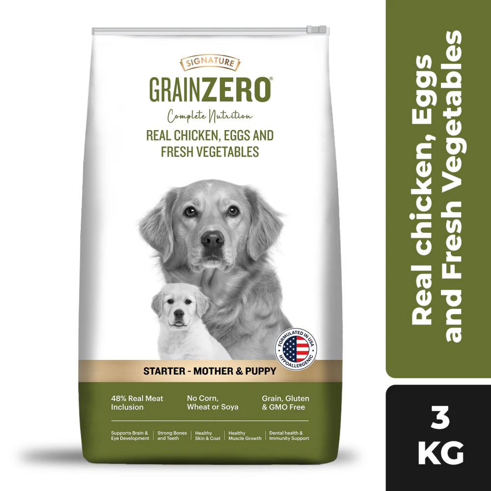 Signature Grain Zero Real Chicken, Egg and Vegetables Mother and Puppy Starter Dog Dry Food - Image 9