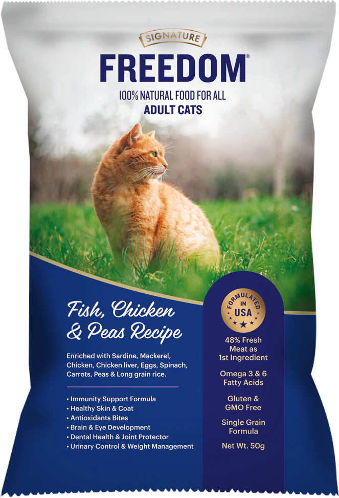 Signature Freedom Fish, Chicken and Peas Recipe Adult Cat Dry Food (50g) - Image 3