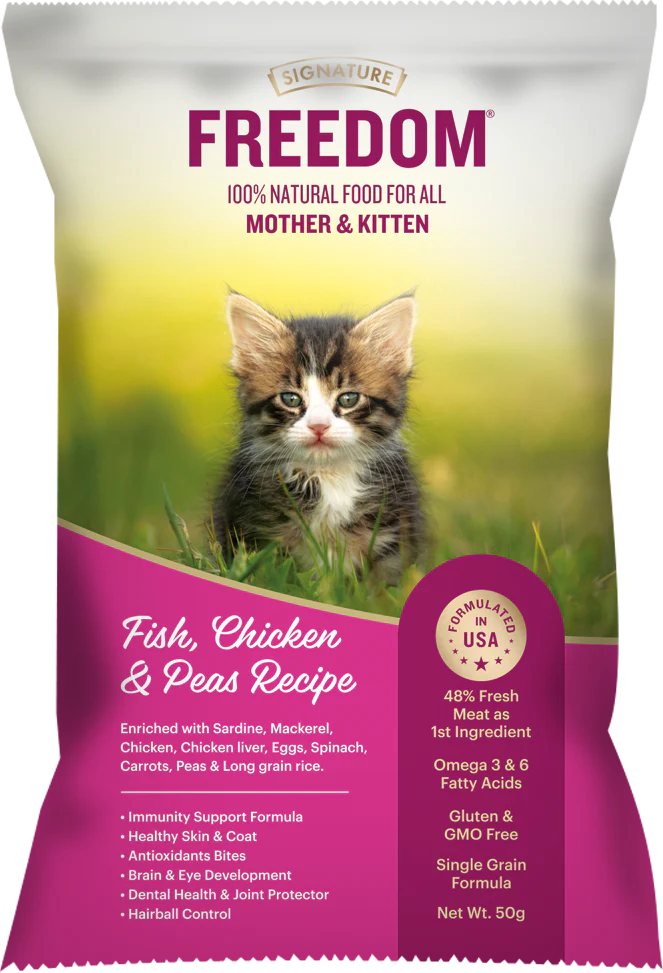 Signature Freedom Fish, Chicken and Peas Recipe Kitten Dry Cat Food (50g) - Image 3