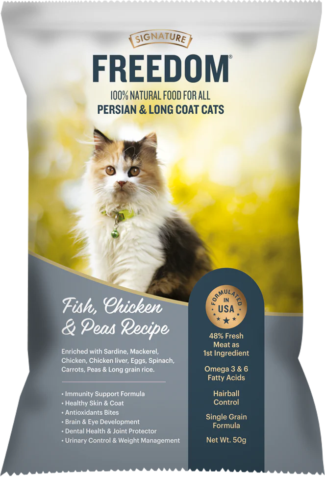 Signature Freedom Fish, Chicken and Peas Recipe Persian Cat Dry Food (50g) - Image 3