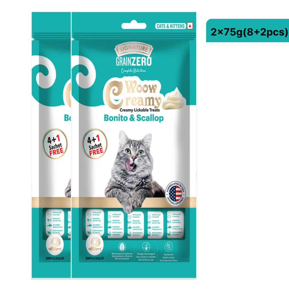 Signature Grain Zero Bonito and Scallop Lickable Creamy Treats for Cats - Image 8