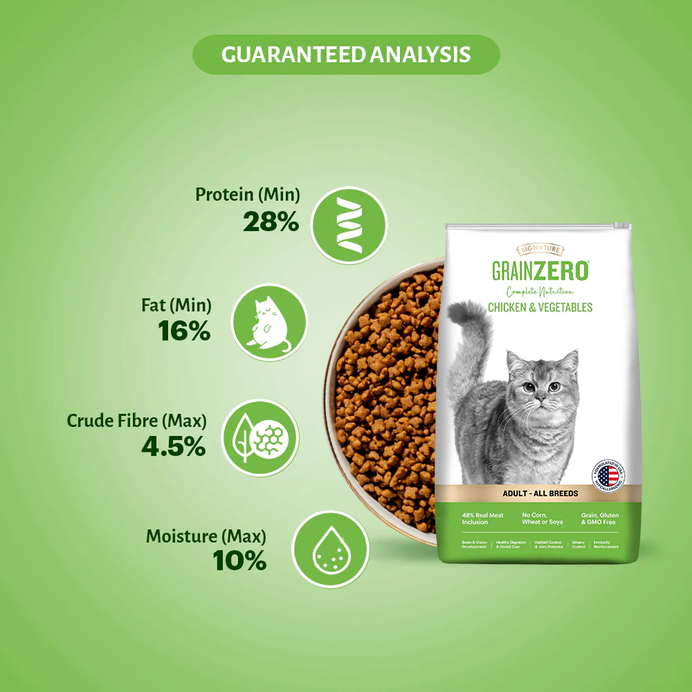 Signature Grain Zero Chicken & Vegetable Adult All Breed Adult Cat Dry Food - Image 4
