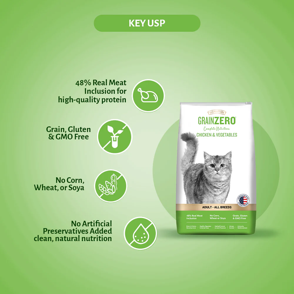 Signature Grain Zero Chicken & Vegetable Adult All Breed Adult Cat Dry Food - Image 6