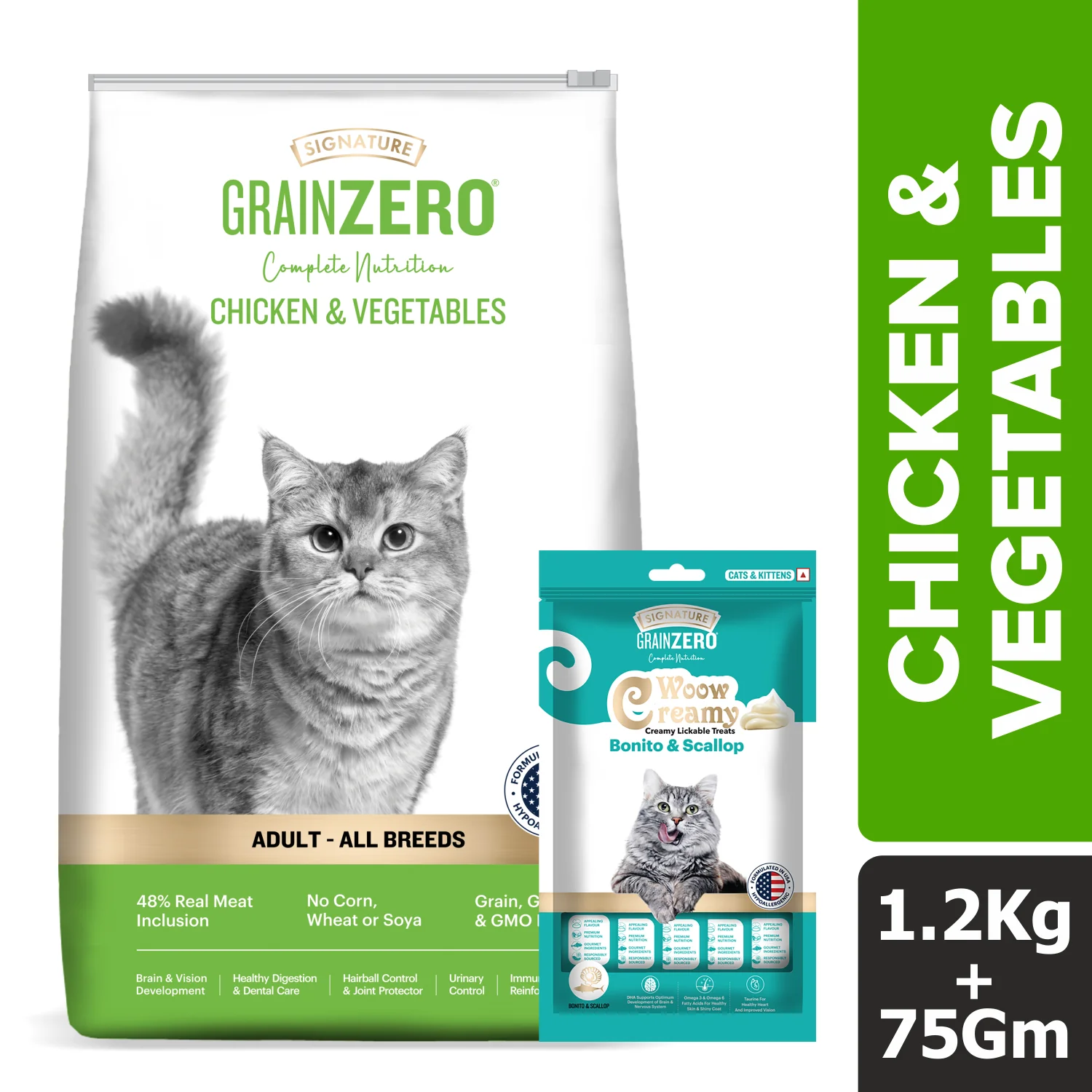Signature Grain Zero Chicken & Vegetable Adult All Breed Adult Cat Dry Food - Image 9