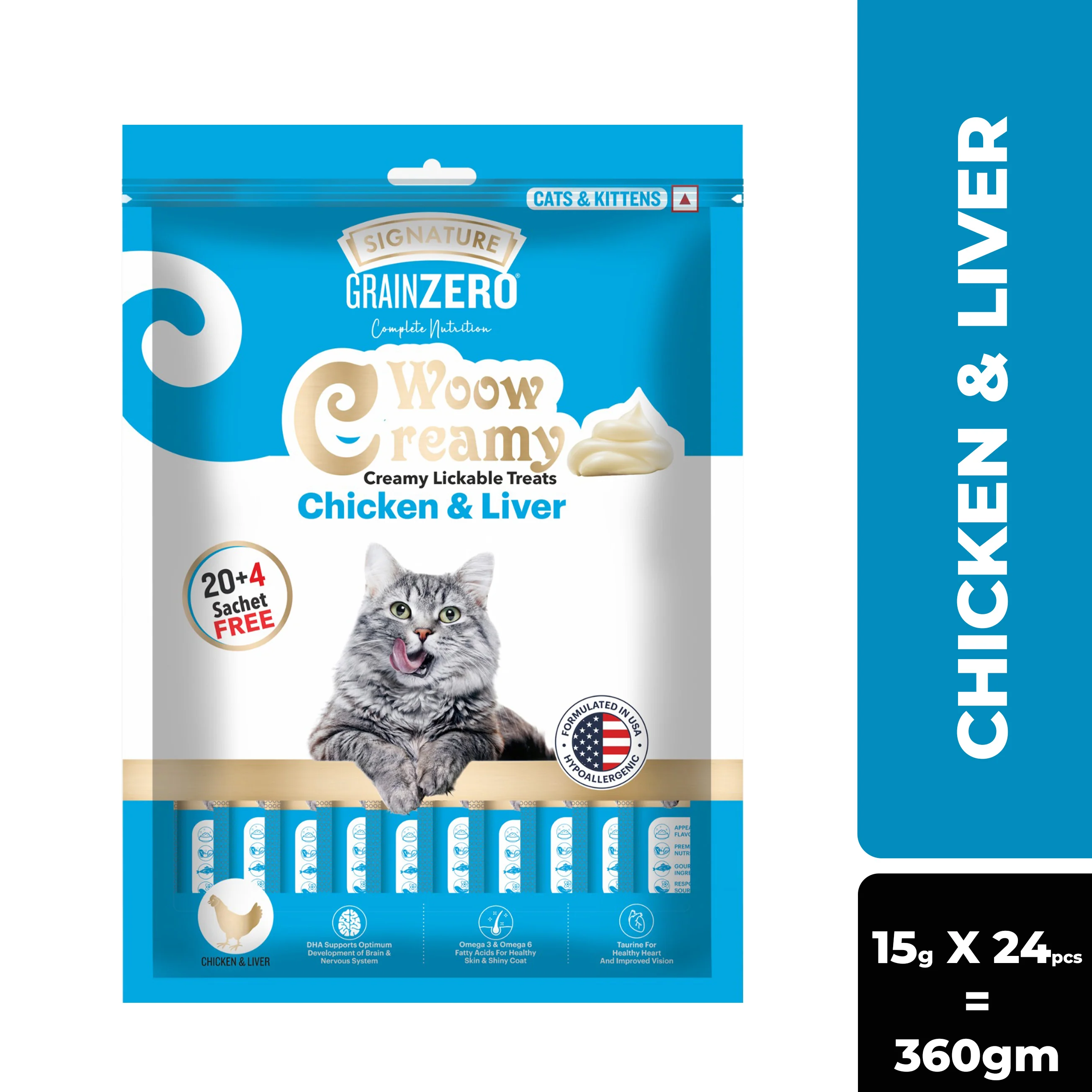 Signature Grain Zero Chicken and Liver Lickable Creamy Cat Treats - Image 3