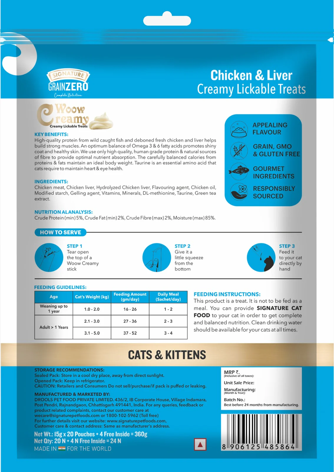 Signature Grain Zero Chicken and Liver Lickable Creamy Cat Treats - Image 4
