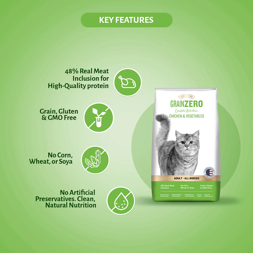 Signature Grain Zero Chicken & Vegetable Adult All Breed Adult Cat Dry Food - Image 4