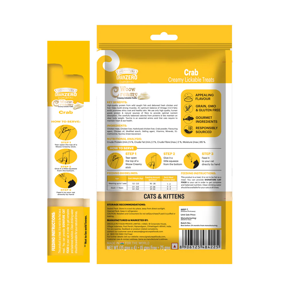 Signature Grain Zero Crab and Chicken & Liver Lickable Creamy Cat Treats Combo - Image 6