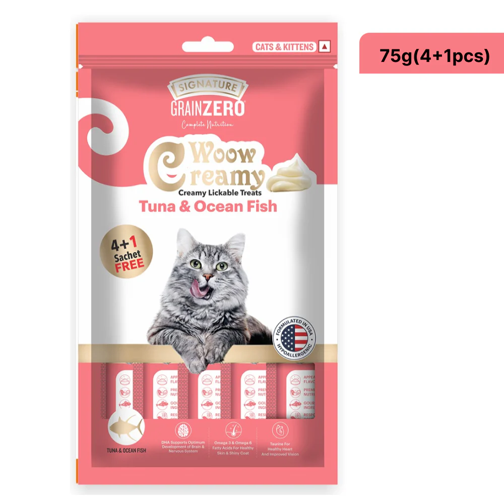 Signature Grain Zero Crab, Salmon and Tuna and Ocean Fish Lickable Creamy Cat Treats Combo - Image 8