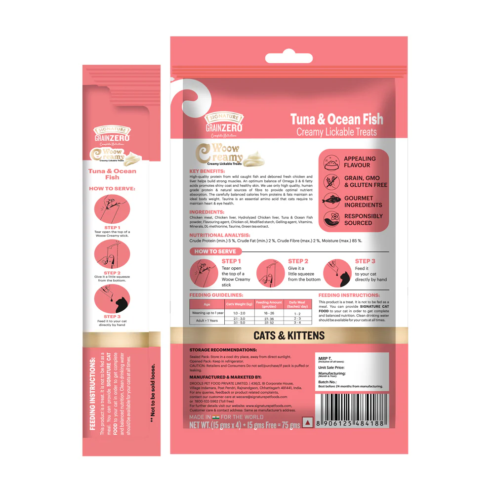 Signature Grain Zero Crab, Salmon and Tuna and Ocean Fish Lickable Creamy Cat Treats Combo - Image 9