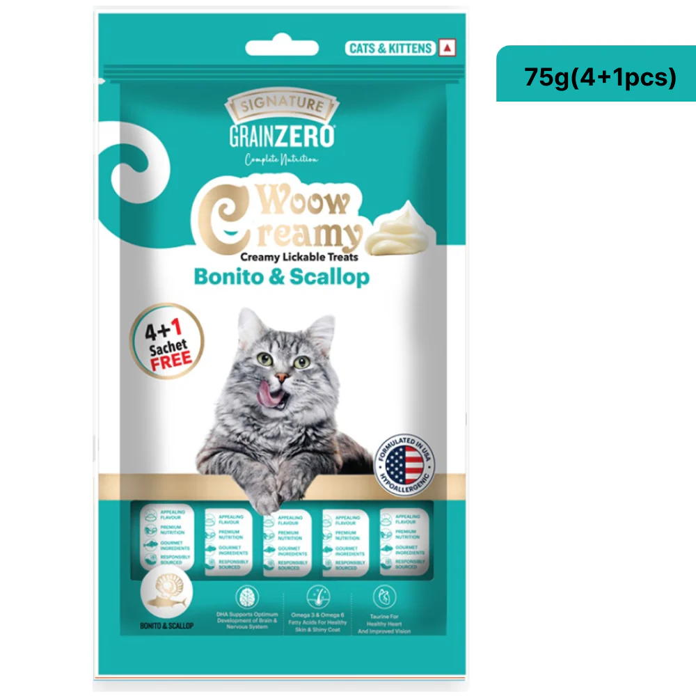 Signature Grain Zero Crab, Bonito and Scallop and Tuna and Ocean Fish Lickable Creamy Cat Treats Combo - Image 9