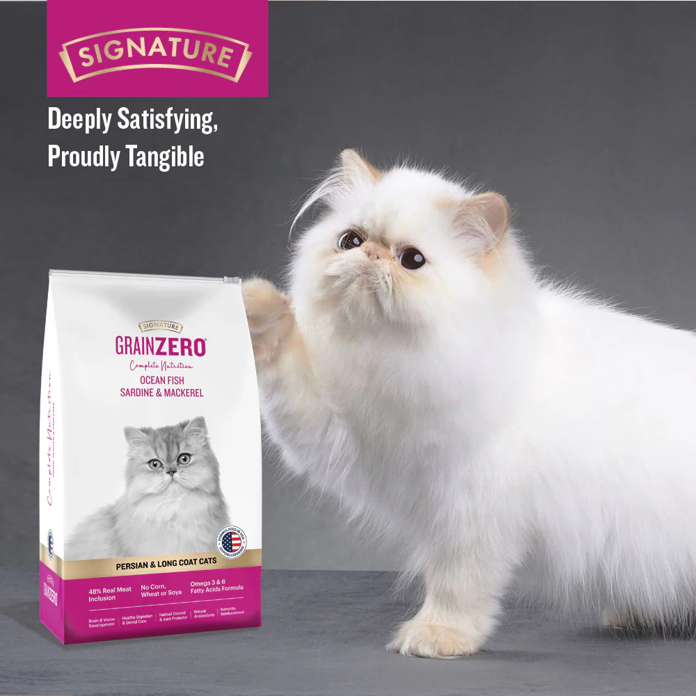 Signature Grain Zero Ocean Fish, Sardine and Mackerel Long Coat & Persian Cat Dry Food and  Grain Zero Tuna and Ocean Fish Lickable Creamy Cat Treats - Image 7
