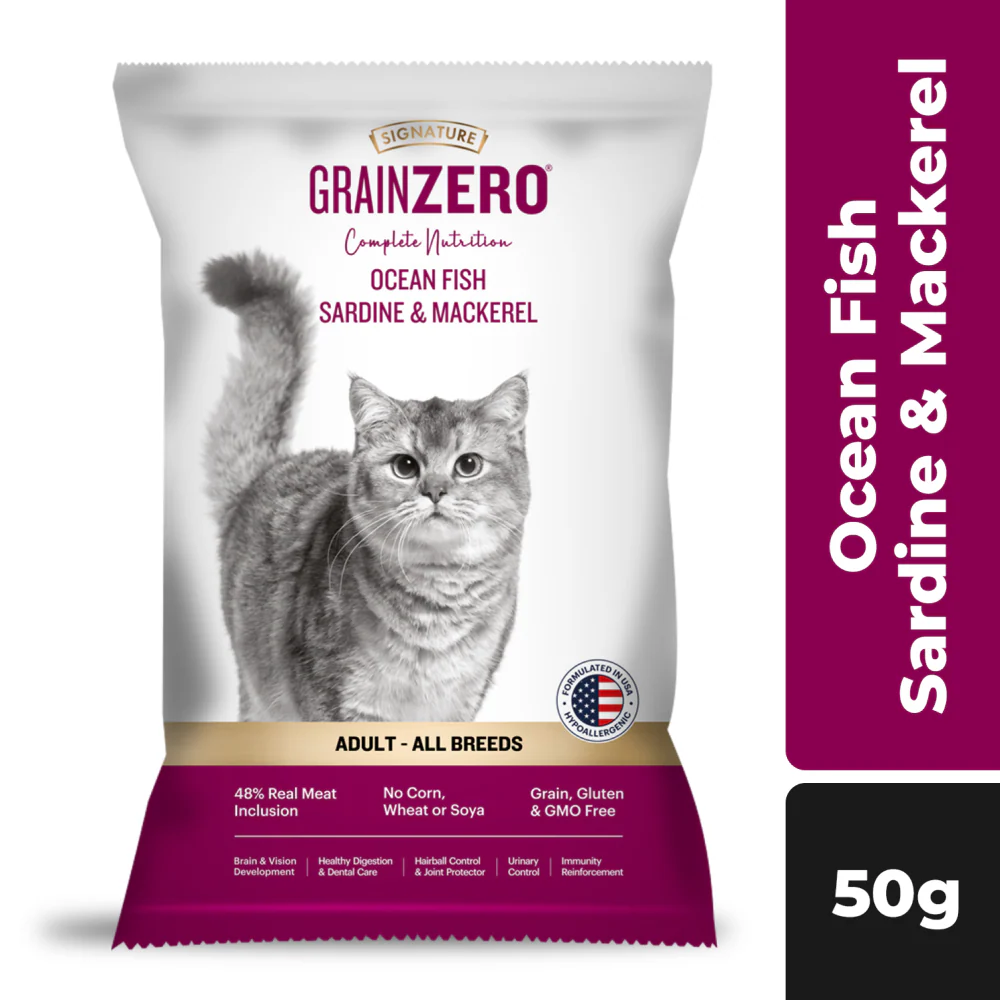 Signature Grain Zero Ocean Fish, Sardine and Mackerel Adult Cat Dry Food (50g)