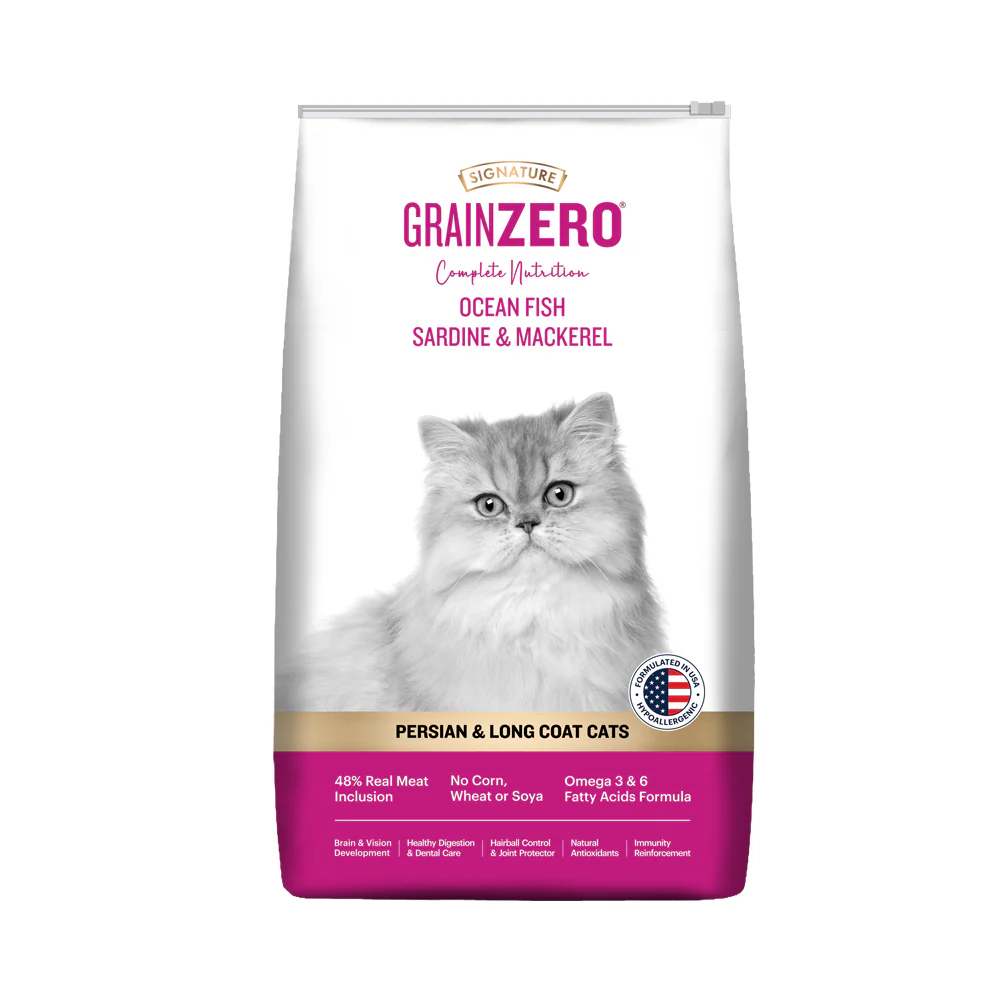 Signature Grain Zero Ocean Fish, Sardine and Mackerel Long Coat & Persian Adult Cat Dry Food - Image 16