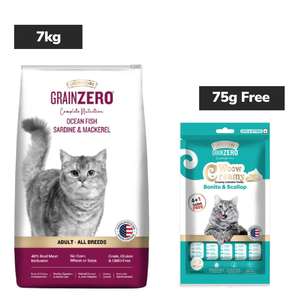Signature Grain Zero Ocean Fish, Sardine and Mackerel Adult Cat Dry Food - Image 13