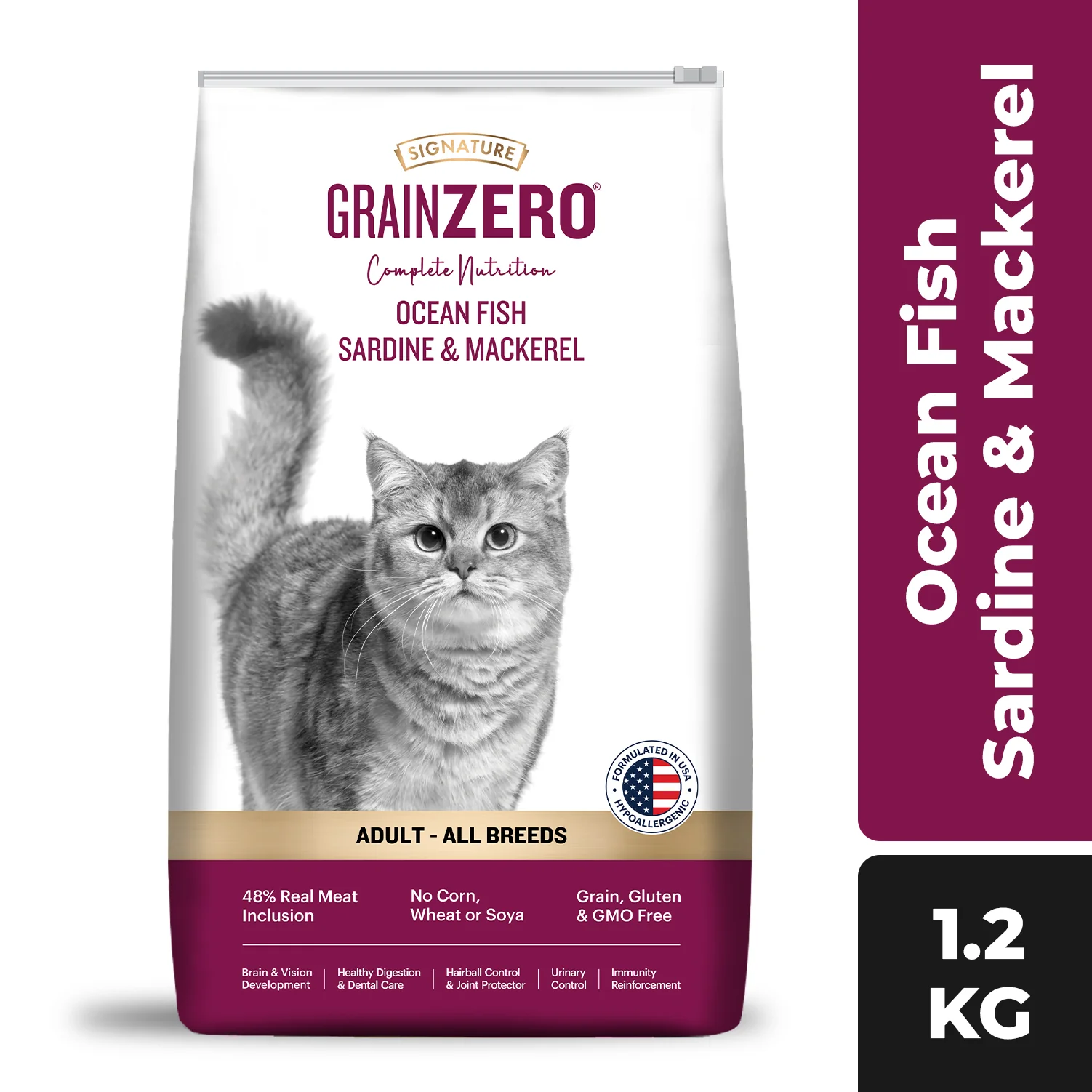 Signature Grain Zero Ocean Fish, Sardine and Mackerel Adult Cat Dry Food - Image 14