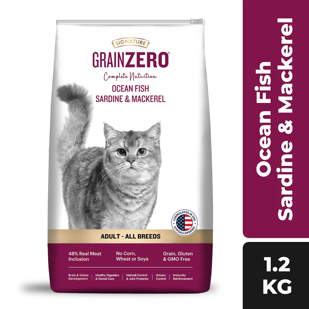 Signature Grain Zero Ocean Fish, Sardine and Mackerel Adult Cat Dry Food - Image 15