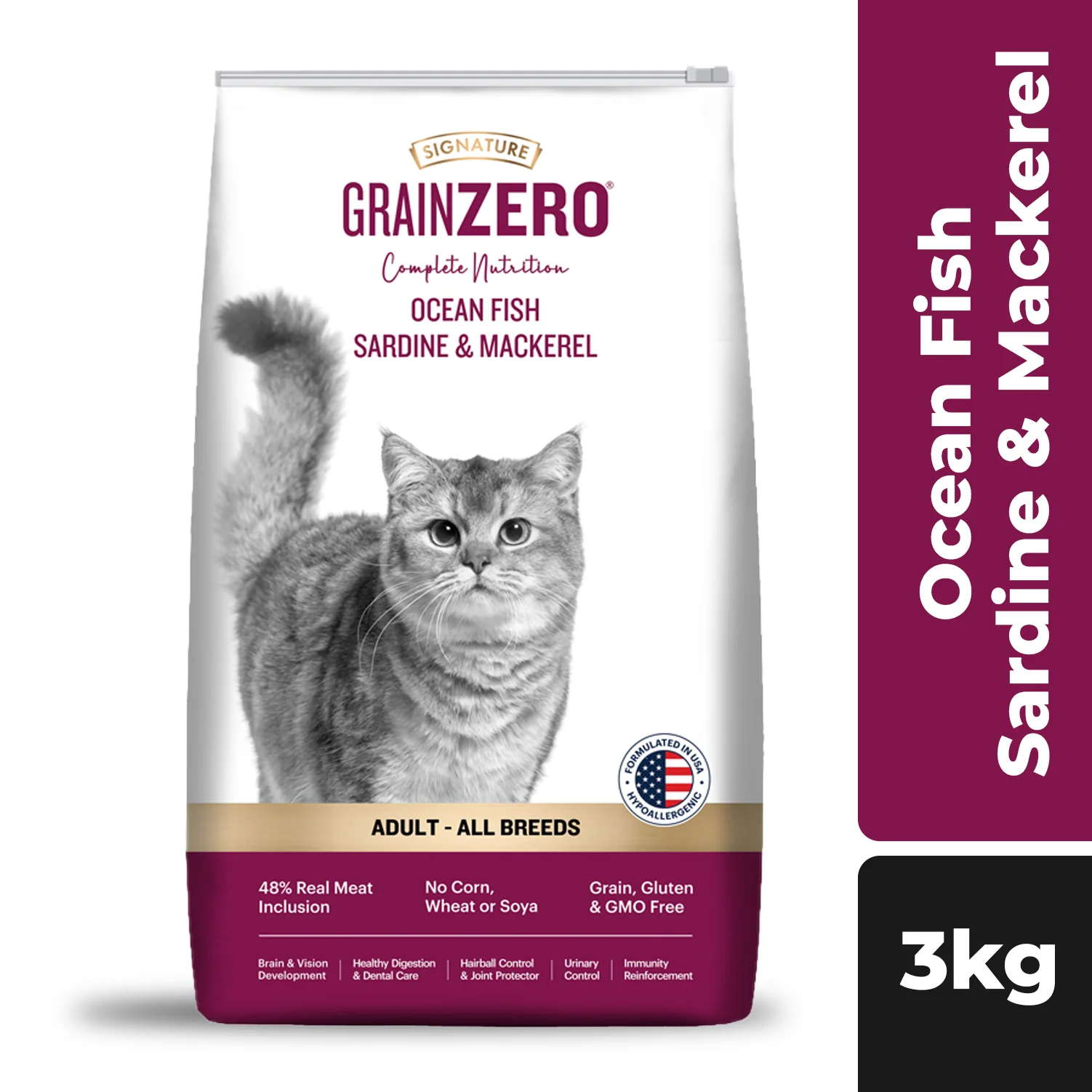 Signature Grain Zero Ocean Fish, Sardine and Mackerel Adult Cat Dry Food - Image 17