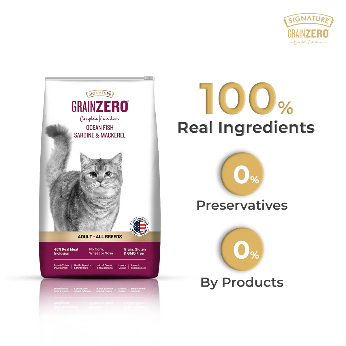 Signature Grain Zero Ocean Fish, Sardine and Mackerel Adult Cat Dry Food - Image 7