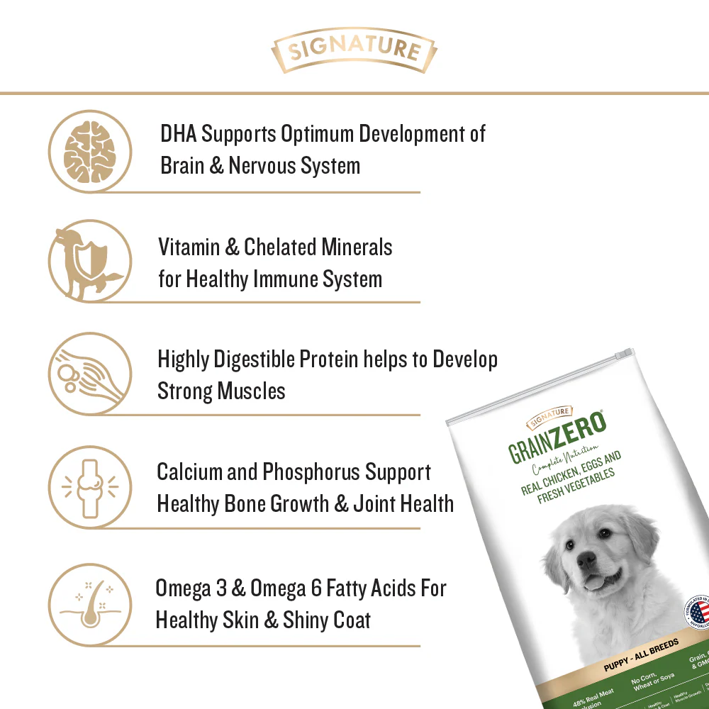 Signature Grain Zero Real Chicken, Egg and Vegetables Puppy Dog Dry Food - Image 2