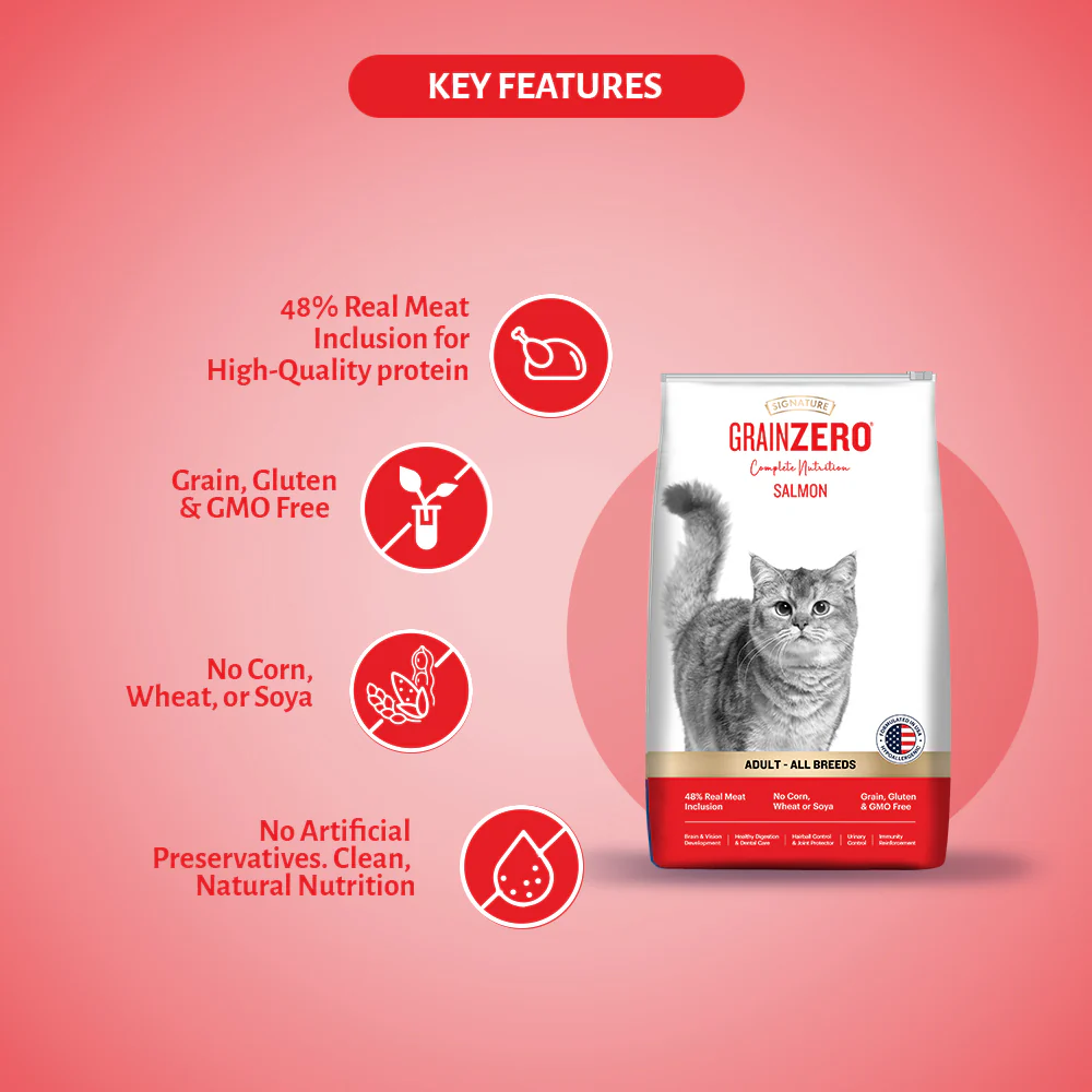 Signature Grain Zero Salmon Adult All Breed Adult Cat Dry Food - Image 5