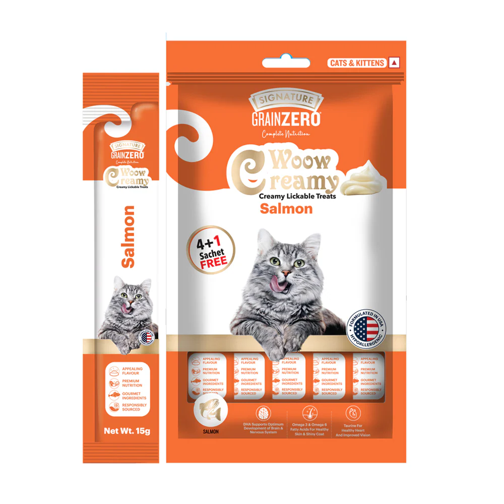 Signature Grain Zero Salmon and Bonito & Scallop Lickable Creamy Cat Treats Combo - Image 4