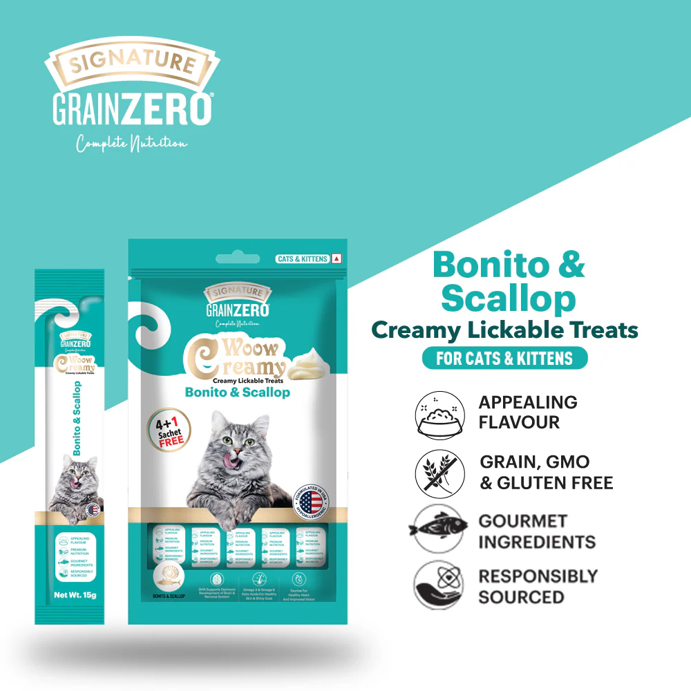 Signature Grain Zero Salmon and Bonito & Scallop Lickable Creamy Cat Treats Combo - Image 7