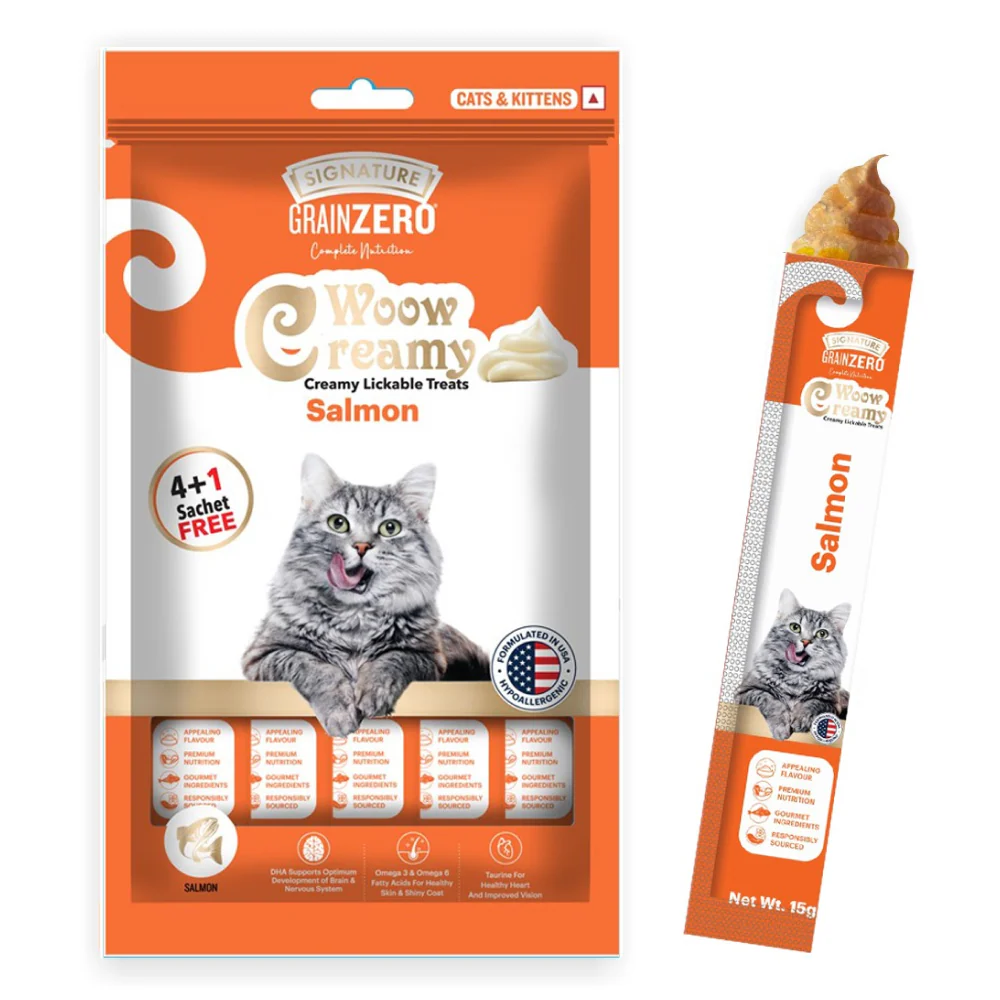 Signature Grain Zero Salmon & Chicken and Liver Lickable Creamy Cat Treats Combo - Image 7