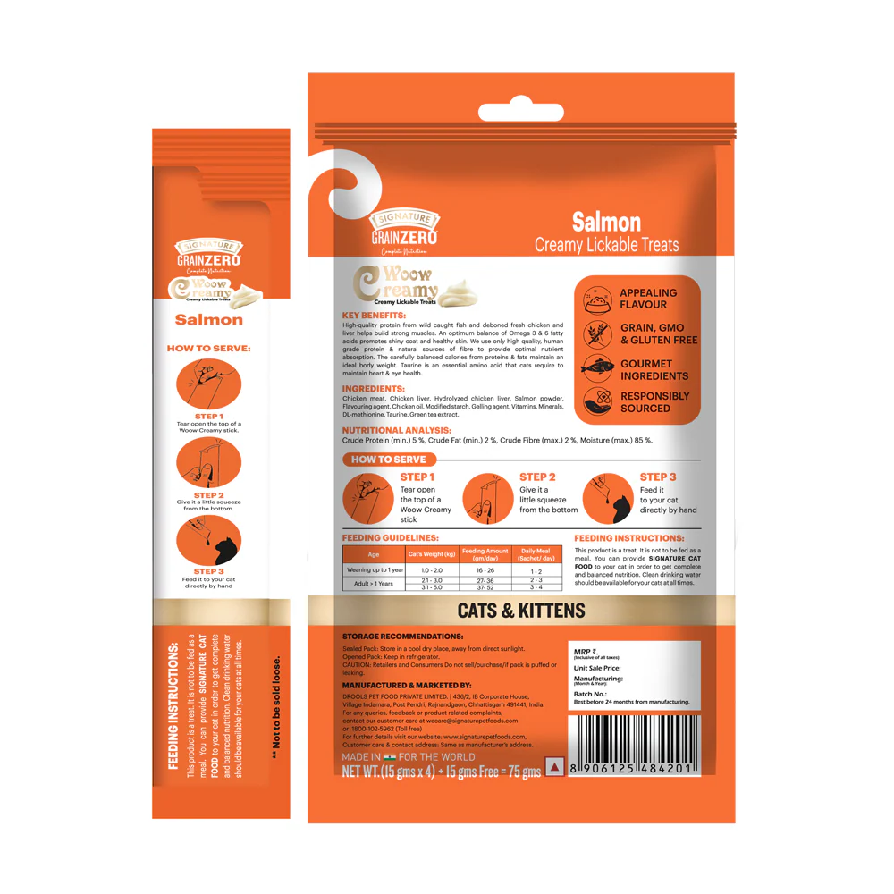 Signature Grain Zero Salmon & Chicken and Liver Lickable Creamy Cat Treats Combo - Image 8